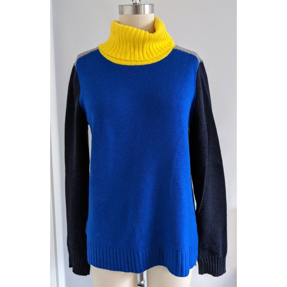 BCBGMAXAZRIA Color-block Turtle Nk Sweater Size S